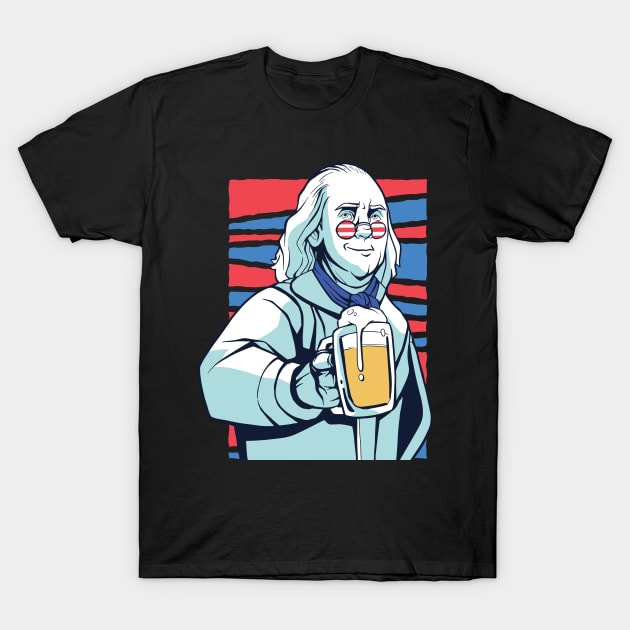 Funny Franklin Beer Design T-Shirt by Pummli